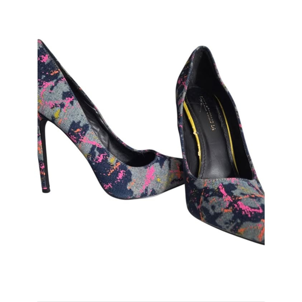 Shoe Republic LA Denim Neon Paint Splatter Stiletto Pumps Size 9